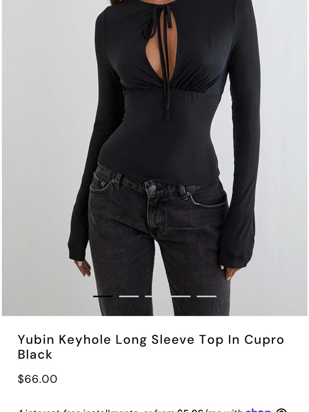 Motel Rocks Black Keyhole Long Sleeve Tie Top